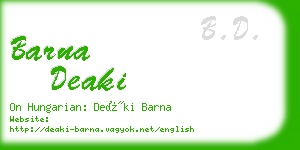 barna deaki business card